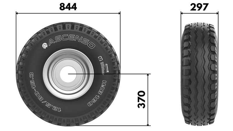 11,5/80-15,3 PNEUMATICO AW909 14pl CON BORDO 9,00X15,3