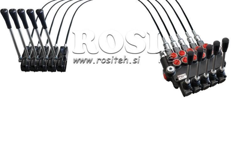 JOYSTICK DOUBLE HANDLE 1.5 m. HYDRAULIC VALVE 5xP40 liters