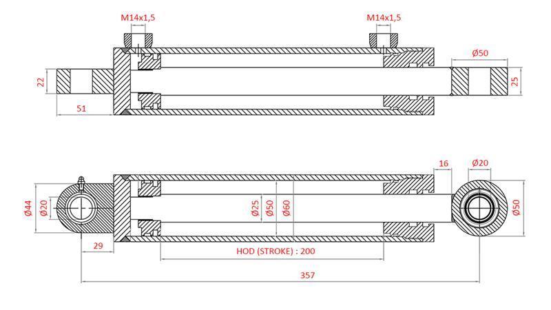 CILINDRO DE DIRECCIÓN HIDRÁULICA FIAT-NEW HOLLAND OEM-5142046, 5142052, 5142054, 5143971, 5156717