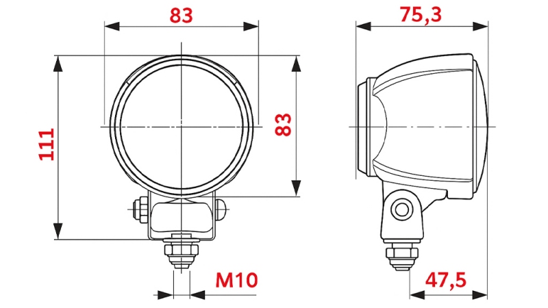 LUZ DE TRABAJO PARA TRACTOR REDONDA H3 HELLA HALÓGENA