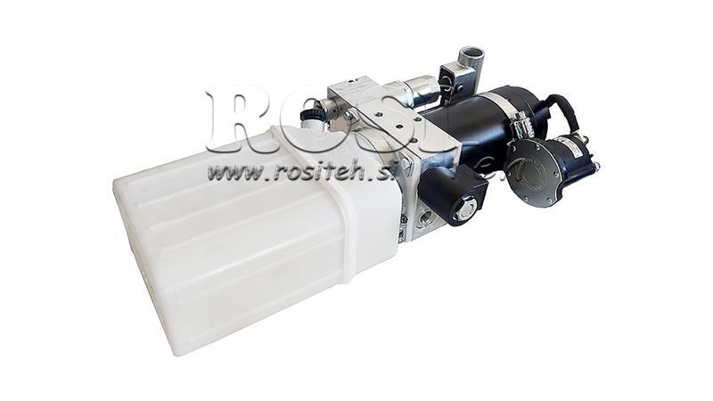 MINI AGREGAT HYDRAULICZNY 24V DC - 0.8kW = 0.5cc - 1.5 lit - jednostka jednofazowa (PVC) z ręczną pompą