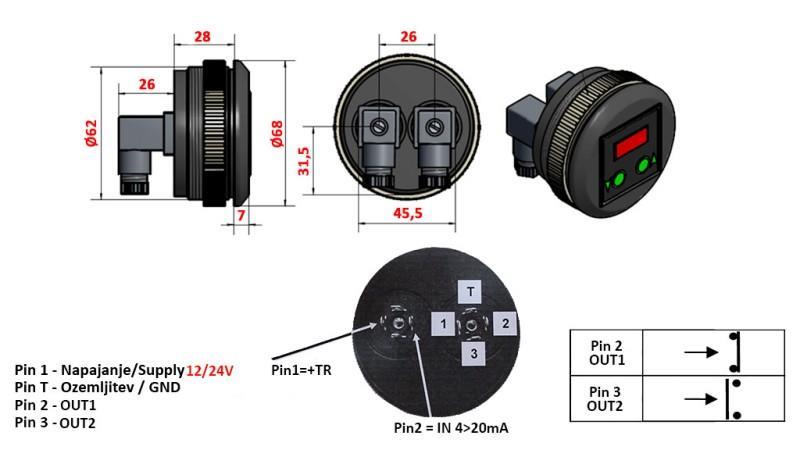 ELEKTRONICZNY WYŁĄCZNIK CIŚNIENIA Z MANOMETREM KD59 0-400 BAR