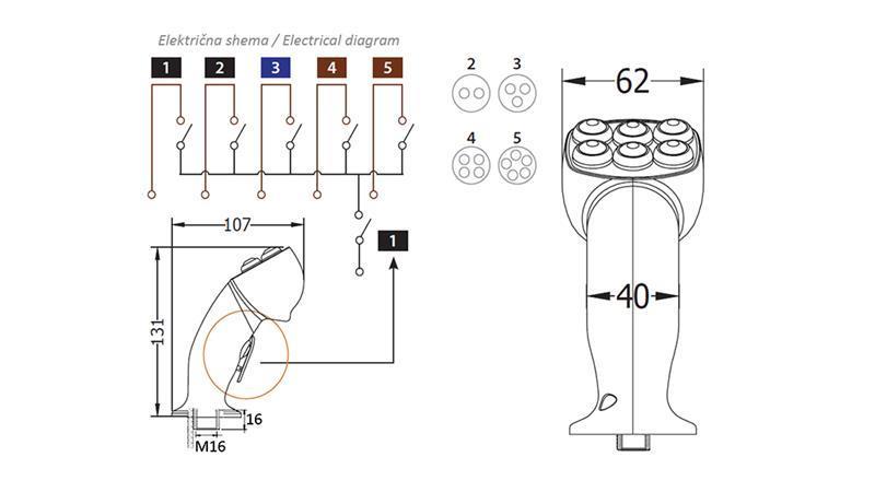 NUOTOLINIO VALDYMO RANKENA ROSI JOYSTICK - 2 MYGTUKAI