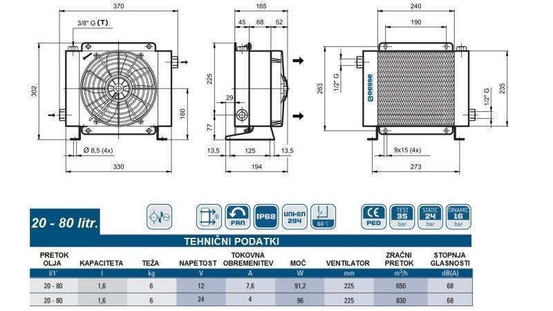 CHŁODNICA OLEJU DC 24V HY01604 20-80 LIT