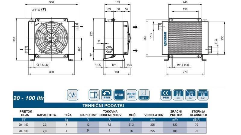 CHŁODNICA OLEJU DC 24V HY01804 20-100 LIT