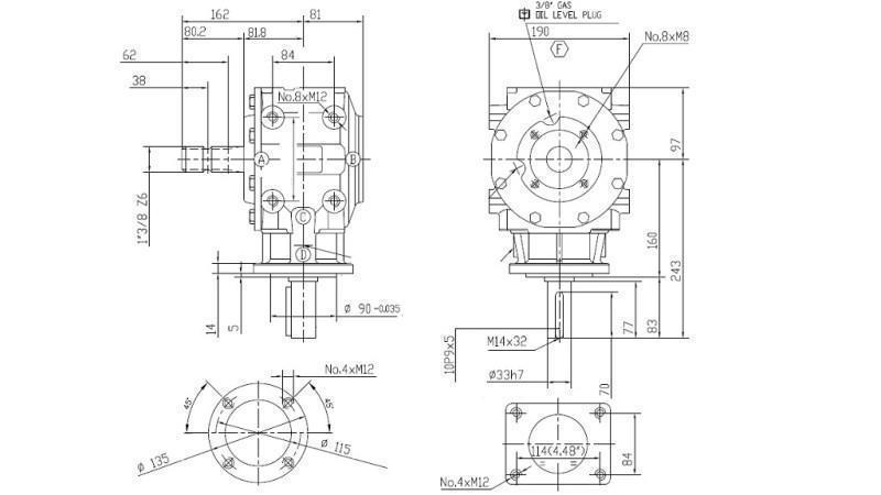 VINKELREDUSER T-311J 1:3 (50HP-36.8kW)