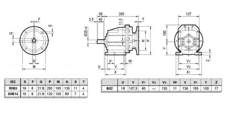 REDUKTOR ERC02 DLA SILNIKA ELEKTRYCZNEGO MS80 (1.1-1.5kW) STOSUNEK 24:1