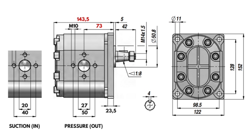 HYDRAULIC PUMP GR.3 43 CC RIGHT - FLANGES