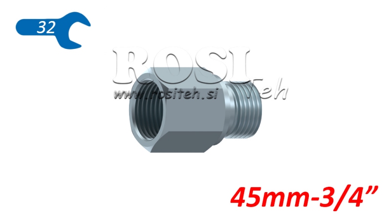 EXTENDED HYDRAULIC ADAPTER MALE-FEMALE 3/4