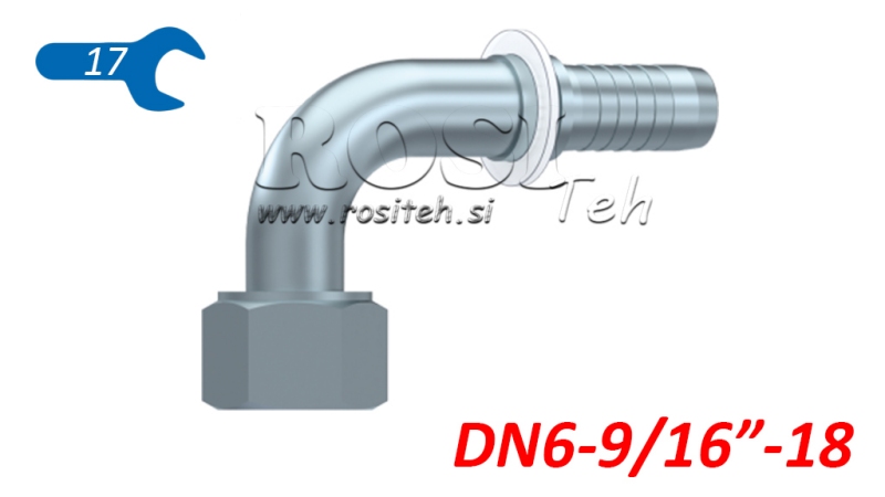 HYDRAULIC FITTING DKORFS FEMALE ELBOW 90° DN6-9/16-18