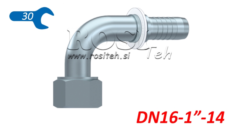 HYDRAULIC FITTING DKORFS FEMALE ELBOW 90° DN16-1 -14