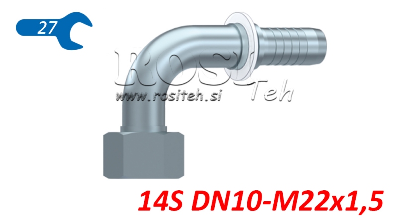 HIDRAVLIČNI PRIKLJUČEK DKOS 14 S ŽENSKI KOLENO 90 DN10-M22x1,5