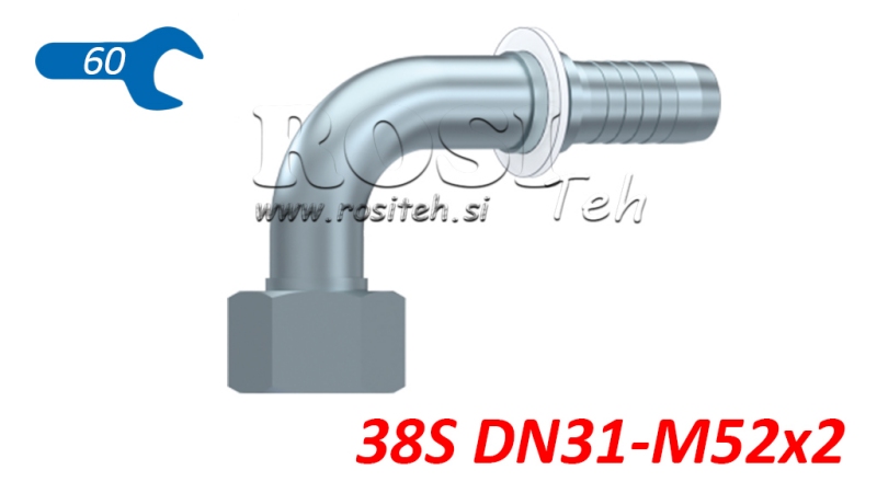 HIDRAVLIČNI PRIKLJUČEK DKOS 38 S ŽENSKI KOLENO 90 DN31-M52x2