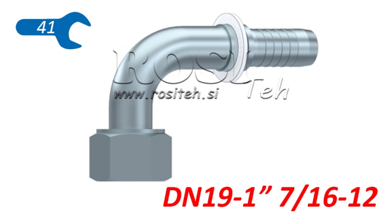 HYDRAULIC FITTING DKORFS FEMALE ELBOW 90° DN19-1 7/16-12