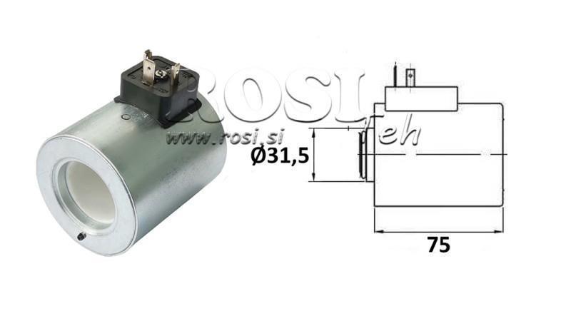 ELECTROMAGNETIC COIL 24V DC FOR CETOP VALVE 5 - fi 31.4mm-75mm 37W