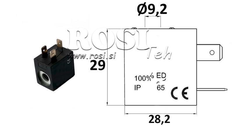 ELECTROMAGNETIC COIL 12VDC FOR VALVE - fi 19.2mm-29mm 3W