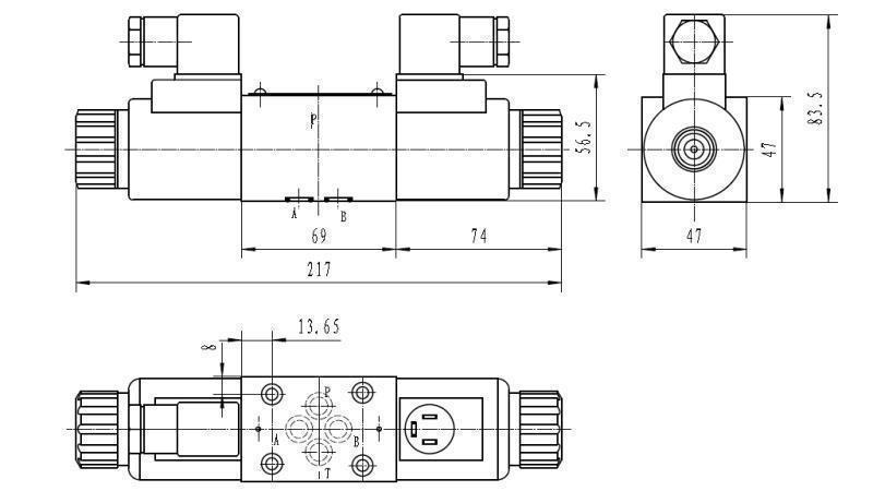 HYDRAULIC ELECTRO MAGNETIC VALVE CETOP 3 12/24/230V N3_dimensions