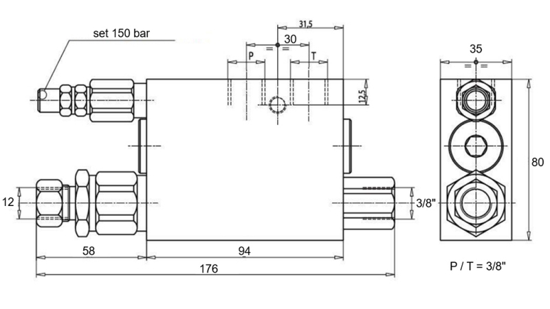 HYDRAULIC CYLINDER 60/40-180 WITH REVERSING VALVE – PLOUGH FOR SOIL