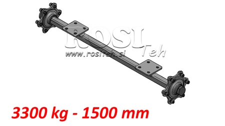 AXLE FOR TRAILER 3300 KG WITHOUT BRAKE (1500 MM) WITH MOUNTING PLATE