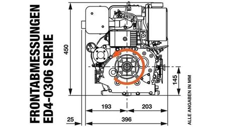 diesel engine 306cc-4.5kW-3,600 RPM-E-TP26x77.5-electric start