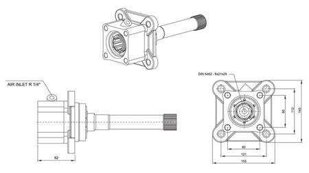 Dimensions OUTPUT FOR HYDRAULIC PUMP - VOLVO SR-1700-1