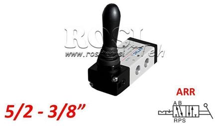 PNEUMATIKUS KÉZI SZELEP 5/2 3/8 PRT-0852-ARR KÉZI VISSZATÉRÉS