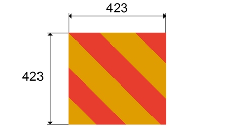 ALU WARNING SIGN FOR VEHICLES AND ATTACHMENTS DIM.423X423MM