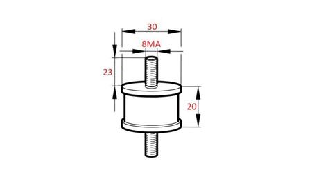 ZYLINDRISCHE VIBRATIONSDÄMPFER MIT SCHRAUBEN BEIDSEITIG 8MA