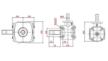 VINKELREDUKTOR 1:1.56 (56HP-43kW)