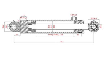 HYDRAULIC STEERING CYLINDER FIAT-NEW HOLLAND OEM-4997919, 4998944, 4998945, 5110840, 5125262