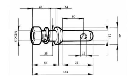 KLIN MONTAŻOWY fi28mm Z GWINTEM M 22x1.5