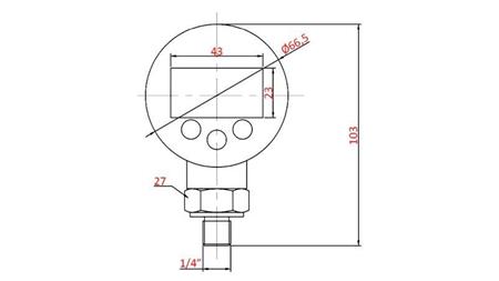 DIGITĀLA MANOMETRA DN63 VERTIKĀLA 0 - 600 BAR - 1/4