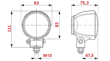 LUZ DE TRABAJO PARA TRACTOR REDONDA H3 HELLA HALÓGENA