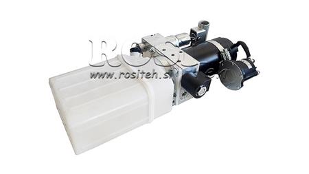 MINI AGREGAT HYDRAULICZNY 24V DC - 0.8kW = 0.5cc - 1.5 lit - jednostka jednofazowa (PVC) z ręczną pompą