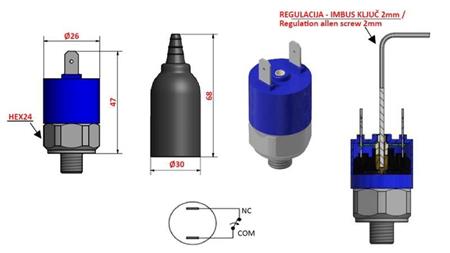 HYDRAULICZNY WYŁĄCZNIK CIŚNIENIA K4 - NC 0.2-2.5 BAR (MAX.25BAR)
