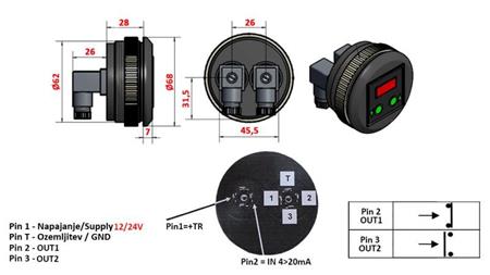 ELEKTRONICZNY WYŁĄCZNIK CIŚNIENIA Z MANOMETREM KD59 0-400 BAR