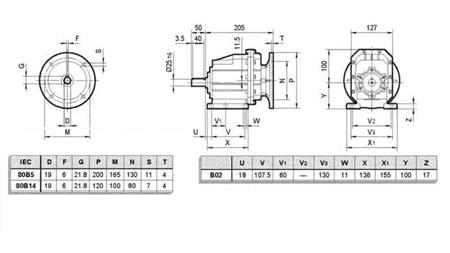 REDUKTOR ERC02 DLA SILNIKA ELEKTRYCZNEGO MS80 (1.1-1.5kW) STOSUNEK 24:1