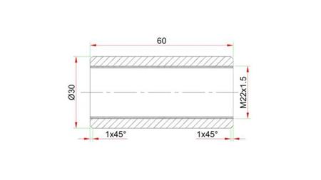 CONECTOR DE SOLDAGEM 30x60 PARA TERMINAL M22x1.5