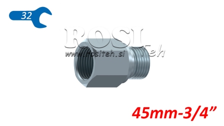 EXTENDED HYDRAULIC ADAPTER MALE-FEMALE 3/4