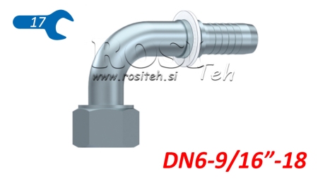 HYDRAULIC FITTING DKORFS FEMALE ELBOW 90° DN6-9/16-18