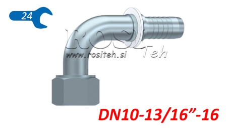 HYDRAULIC FITTING DKORFS FEMALE ELBOW 90° DN10-13/16-16