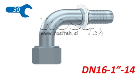 HYDRAULIC FITTING DKORFS FEMALE ELBOW 90° DN16-1 -14