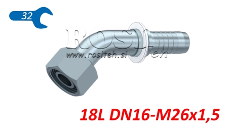 HIDRAVLIČNI PRIKLJUČEK DKOL 18 L ŽENSKI KOLENO 45 DN16-M26x1,5