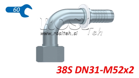 HIDRAVLIČNI PRIKLJUČEK DKOS 38 S ŽENSKI KOLENO 90 DN31-M52x2