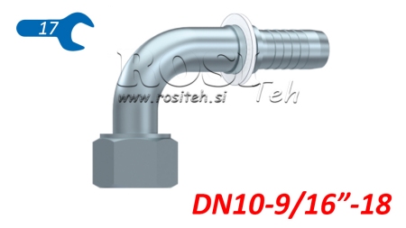 HYDRAULIC FITTING DKORFS FEMALE ELBOW 90° DN10-9/16-18