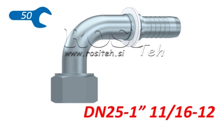HYDRAULIC FITTING DKORFS FEMALE ELBOW 90° DN25-1 11/16-12