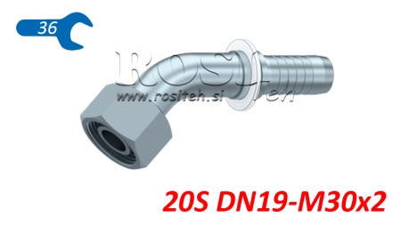 HIDRAVLIČNI PRIKLJUČEK DKOS 20 S ŽENSKI KOLENO 45 DN19-M30x2