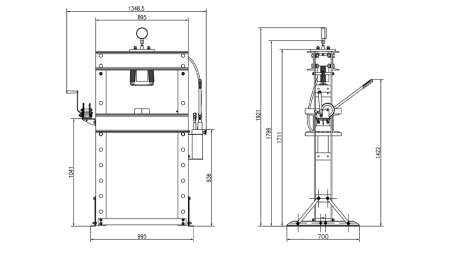 WARSZTATOWA PRASA HYDRAULICZNA DO ŁOŻYSK 50T - dwubiegowa