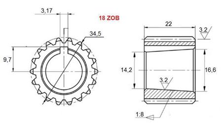 ENGRANAJE PTO GR.3 - GR.2 Z18
