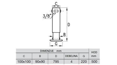 NOGI HYDRAULICZNE DWUKIERUNKOWE 3.8 TONY 500mm